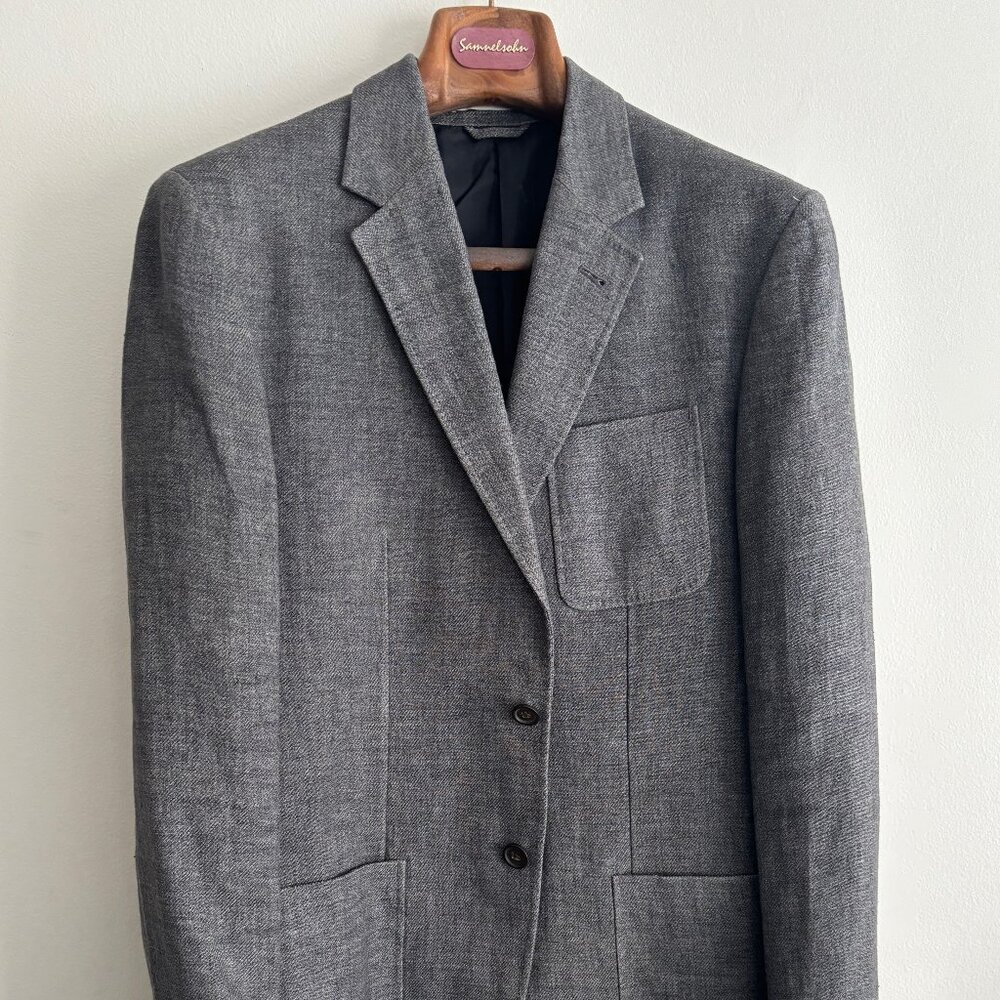 $800 Club Monaco Grey Linen Suit - 40 Pants 32-33